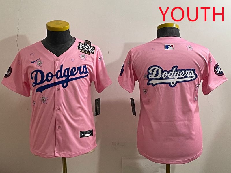 Youth Los Angeles Dodgers Blank Pink Sakura Edition 2025 Nike MLB Jersey style 15